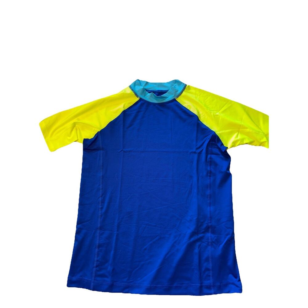 Lands' End Kids Blue‎ Yellow Rash Guard XL Husky 14H-16H NWT